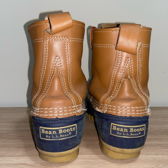L.L.Bean Women's Bean Boots, 8" Tan/Navy - Picture 4 of 10
